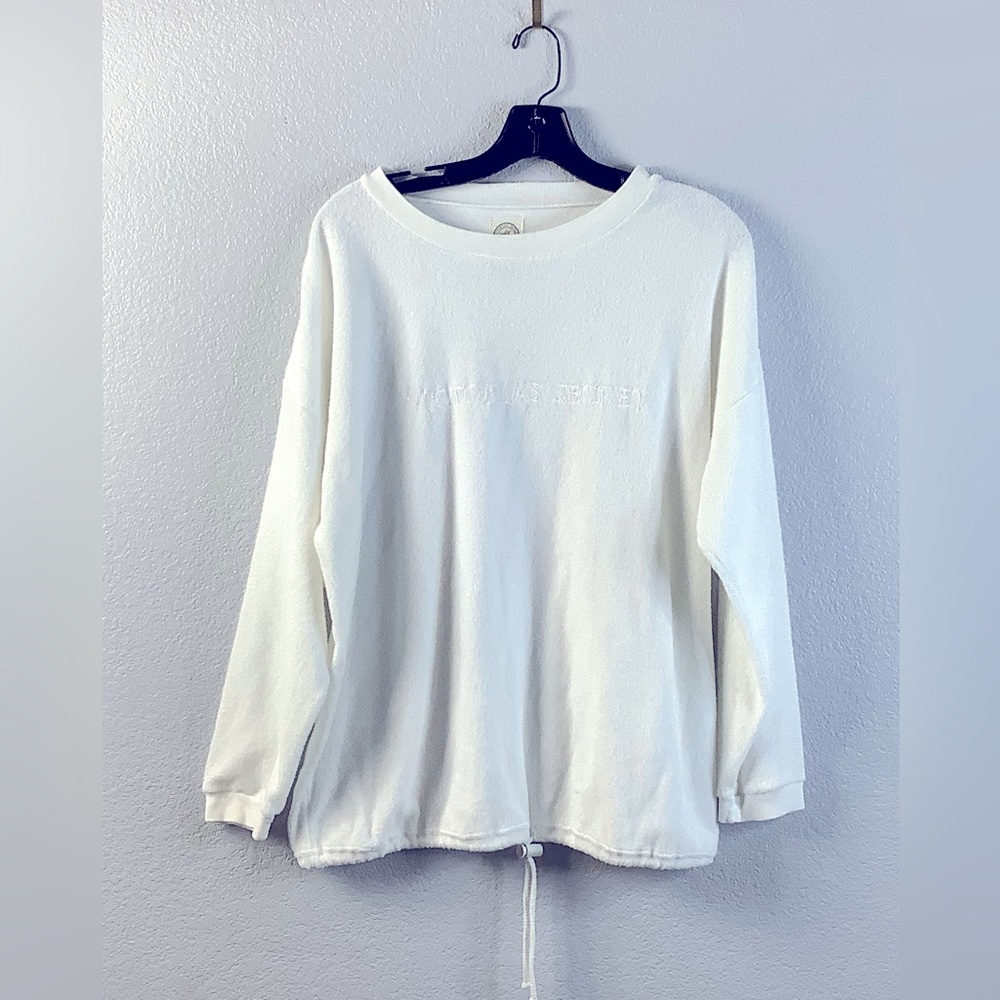 Victoria Secret Authentic Country Trademark Terry Cloth Drawstring Top Medium Sz